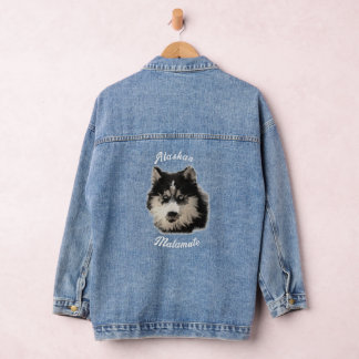 Alaskan Malamute Husky Dog Artsy Huisdier Portret Denim Jacket