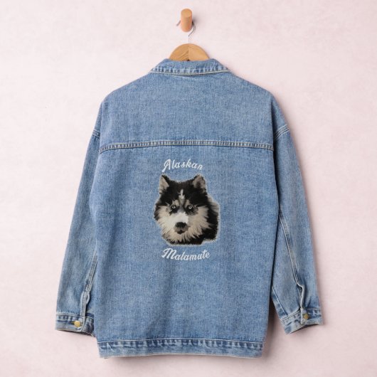 Alaskan Malamute Husky Dog Artsy Huisdier Portret Denim Jacket (Hangar)