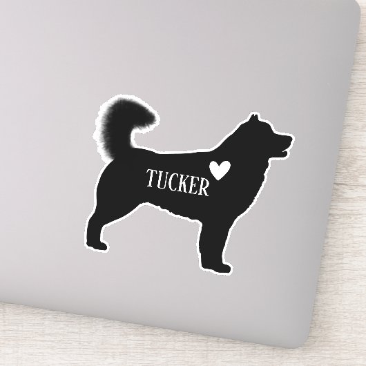 Alaskan Malamute Husky Silhouet Aangepaste naam Sticker (Detail)