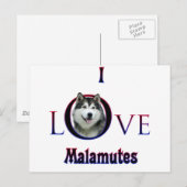 Alaskan Malamute Ik Liefde Briefkaart (Voorkant / Achterkant)