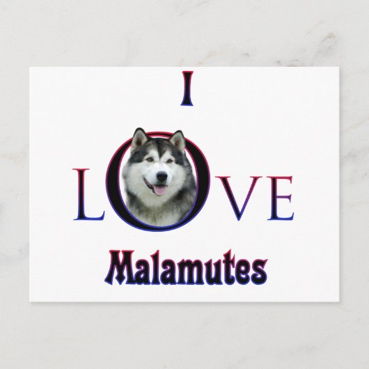 Alaskan Malamute Ik Liefde Briefkaart (Voorkant)