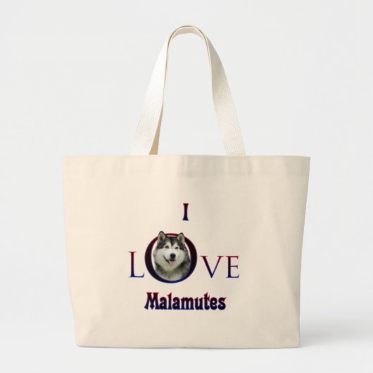 Alaskan Malamute Ik Liefde Grote Tote Bag (Voorkant)