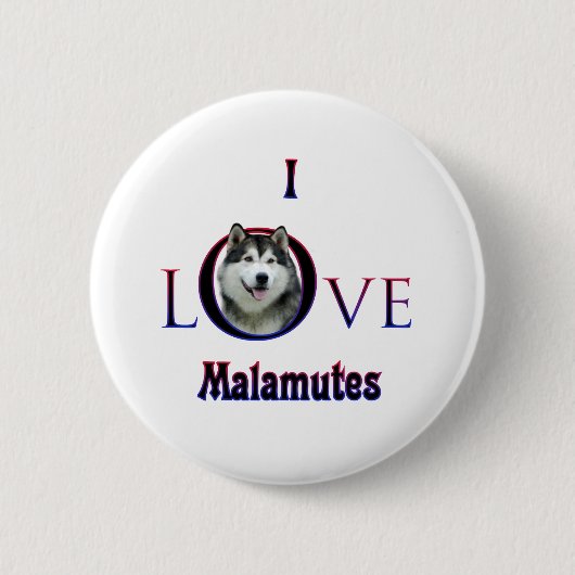 Alaskan Malamute Ik Liefde Ronde Button 5,7 Cm (Voorkant)