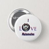 Alaskan Malamute Ik Liefde Ronde Button 5,7 Cm (Voorkant /achterkant)