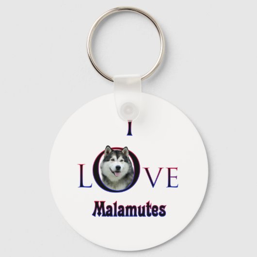 Alaskan Malamute Ik Liefde Sleutelhanger (Voorkant)