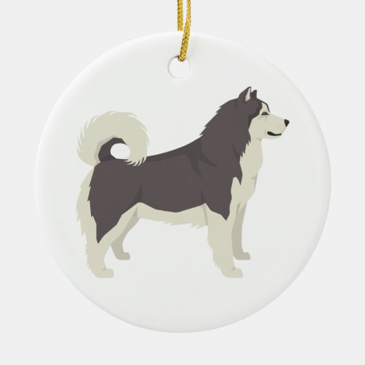 Alaskan Malamute Illustration Ceramic Ornament (Voorkant)