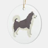 Alaskan Malamute Illustration Ceramic Ornament (Links)