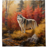 Alaskan Malamute in de herfst laat Herfst geïnspir Douchegordijn (Voorkant)