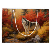 Alaskan Malamute in de herfst laat Herfst geïnspir Groot Cadeauzakje (Achterkant)
