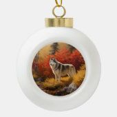 Alaskan Malamute in de herfst laat Herfst geïnspir Keramische Bal Ornament (Voorkant)