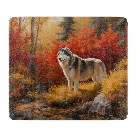 Alaskan Malamute in de herfst laat Herfst geïnspir Snijplank (Voorkant)