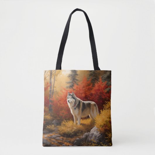 Alaskan Malamute in de herfst laat Herfst geïnspir Tote Bag (Voorkant)