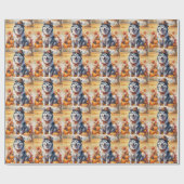 Alaskan Malamute in de herfst verlaat Thanksgiving Cadeaupapier (Vlak)