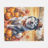 Alaskan Malamute in de herfst verlaat Thanksgiving Fleece Deken (Voorkant (Horizontaal))
