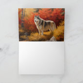 Alaskan Malamute in door herfstbladeren geïnspiree Kaart (Binnen)