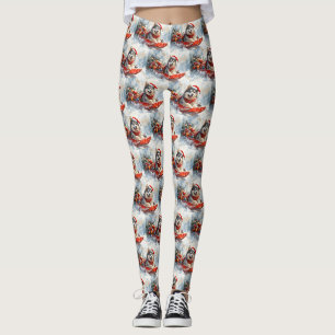 Alaskan Malamute in Sledge Laat het Sneeuw Kerstmi Leggings