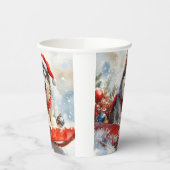 Alaskan Malamute in Sledge Laat het Sneeuw Kerstmi Papieren Bekers (Links)