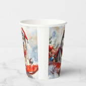 Alaskan Malamute in Sledge Laat het Sneeuw Kerstmi Papieren Bekers (Rechts)