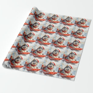 Alaskan Malamute in slee Let it Snow Kerstmis Cadeaupapier