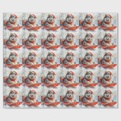 Alaskan Malamute in slee Let it Snow Kerstmis Cadeaupapier (Vlak)