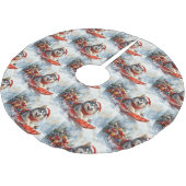Alaskan Malamute in slee Let it Snow Kerstmis Kerstboom Rok (Gekanteld)