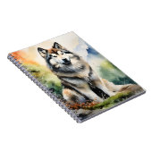Alaskan Malamute Ink Portrait Notitieboek (Rechterzijde)