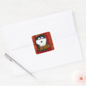 Alaskan Malamute Jaar van de Hond Vierkante Sticker (Envelop)
