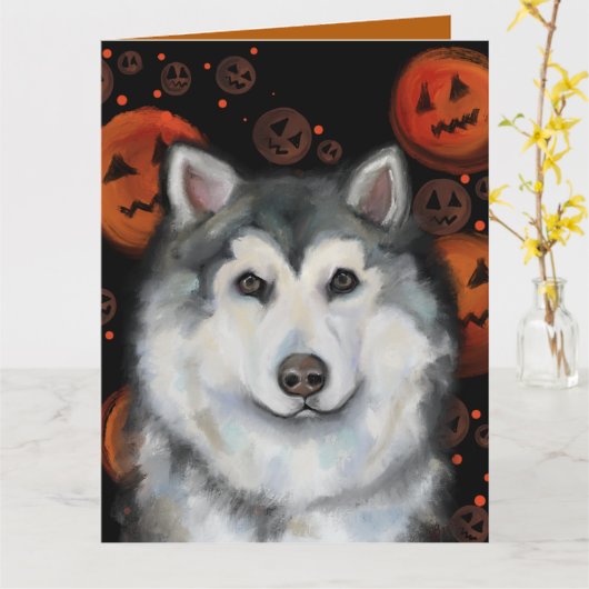 Alaskan Malamute Kaart (Gele Bloem)