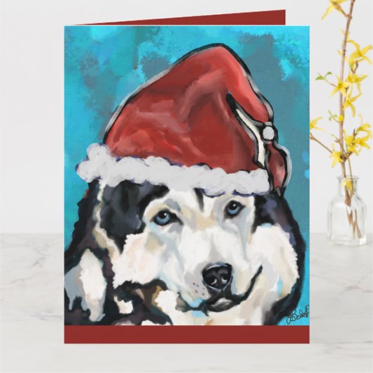 Alaskan Malamute Kaart (Gele Bloem)