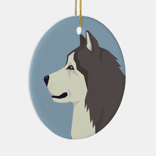 Alaskan Malamute Keramisch Ornament (Rechts)