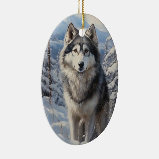 Alaskan Malamute Keramisch Ornament (Rechts)