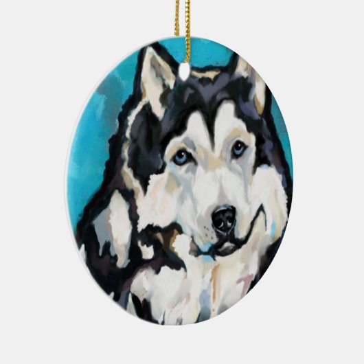 Alaskan Malamute Keramisch Ornament (Rechts)