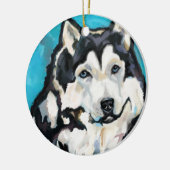 Alaskan Malamute Keramisch Ornament (Links)