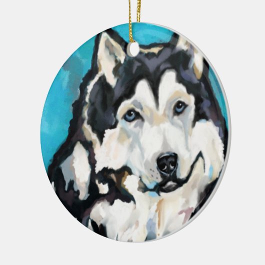 Alaskan Malamute Keramisch Ornament (Links)