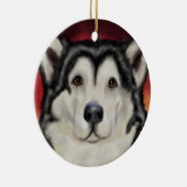 Alaskan Malamute Keramisch Ornament (Rechts)