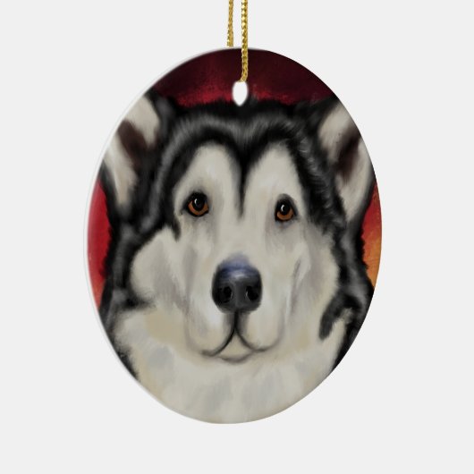 Alaskan Malamute Keramisch Ornament (Rechts)