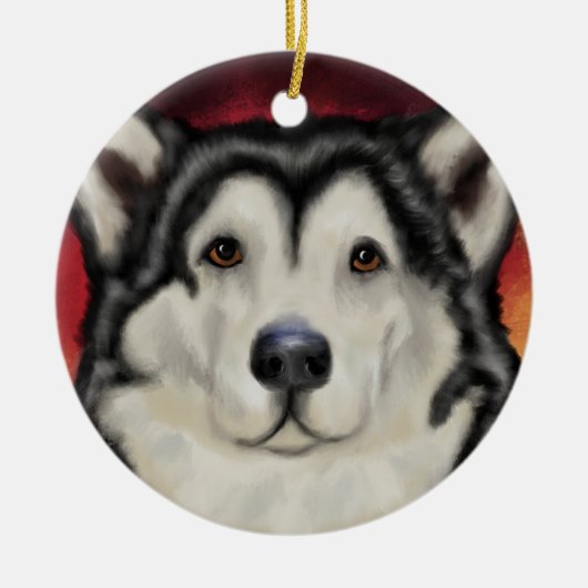 Alaskan Malamute Keramisch Ornament (Voorkant)
