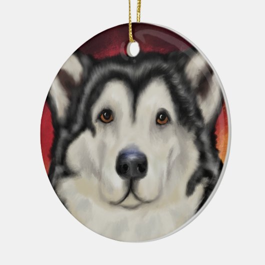 Alaskan Malamute Keramisch Ornament (Links)