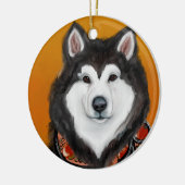 Alaskan Malamute Keramisch Ornament (Links)