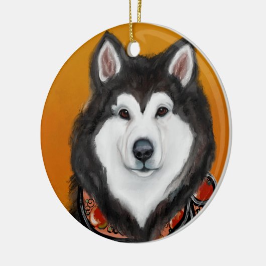 Alaskan Malamute Keramisch Ornament (Links)