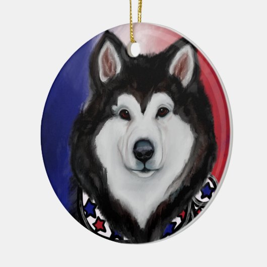 Alaskan Malamute Keramisch Ornament (Links)
