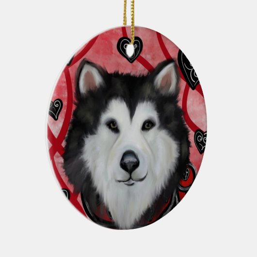 Alaskan Malamute Keramisch Ornament (Rechts)