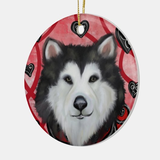 Alaskan Malamute Keramisch Ornament (Links)