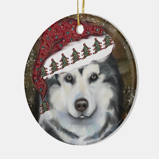 Alaskan Malamute Keramisch Ornament (Links)