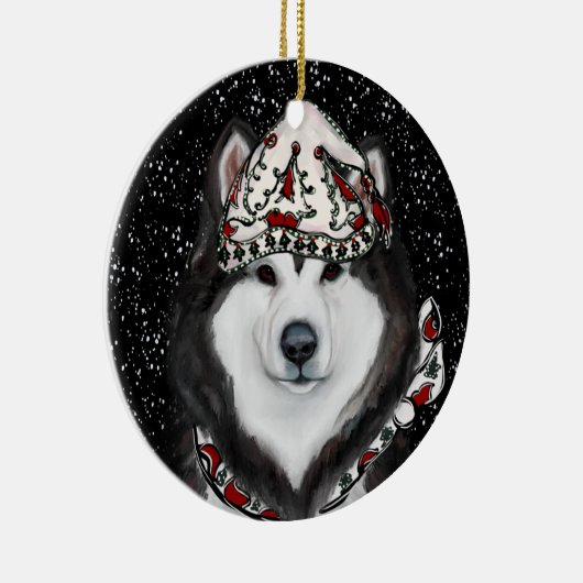 Alaskan Malamute Keramisch Ornament (Rechts)