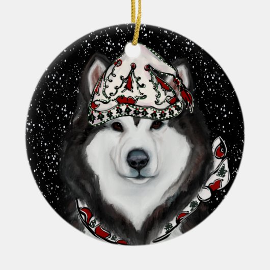 Alaskan Malamute Keramisch Ornament (Voorkant)