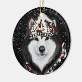 Alaskan Malamute Keramisch Ornament (Links)