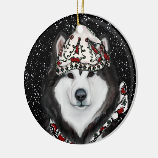 Alaskan Malamute Keramisch Ornament (Links)