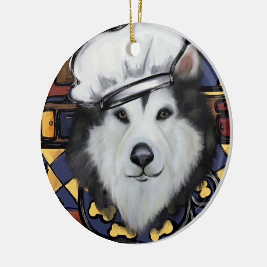 Alaskan Malamute Keramisch Ornament (Links)