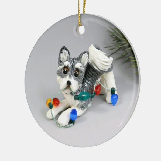 Alaskan Malamute Keramisch Ornament (Links)